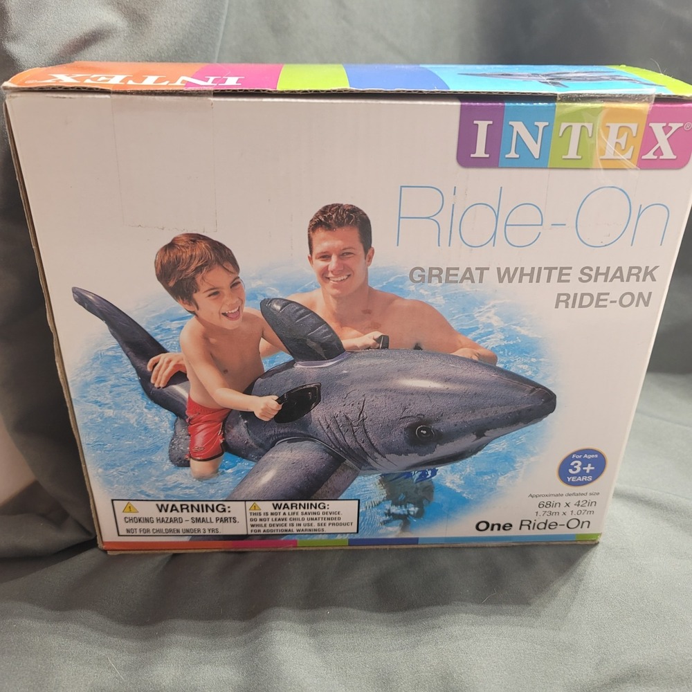 Intex Shark Ride-On Water Toy Pool Float 68in X 42in New Inflatable Floaty 2018